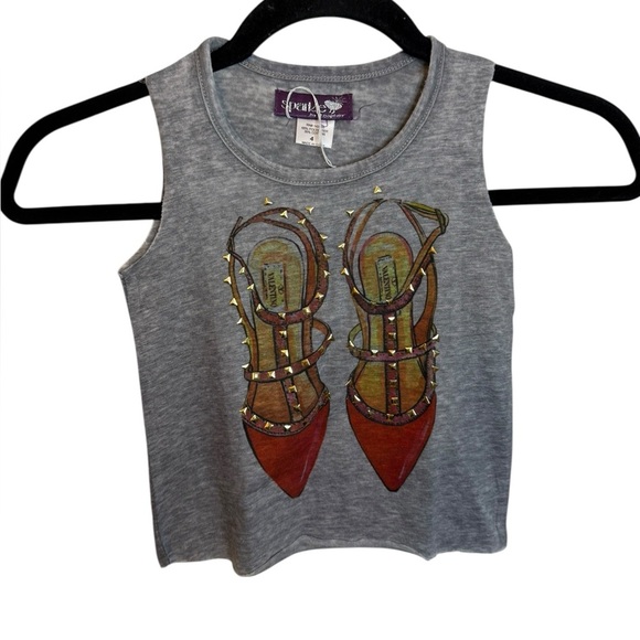 Sparkle By Stoopher Girl’s Valentino Studded Graphic Tank - Picture 1 of 3